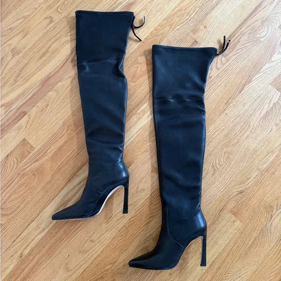 Stuart Weitzman Sexy Natalia Thigh High Length Stretch Leather Boots - Picture 2 of 10
